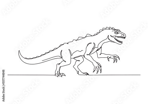 One Line Continuous Drawing Illustration of Chupacabra Reptilian