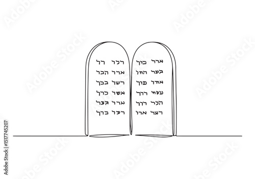 Ten Commandments Tablets Continuous Line Drawing Minimalist Illu