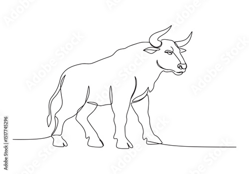 Continuous Line Drawing of a Majestic Male Minotaur Illustration