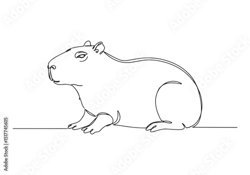 Elegant continuous line drawing of a capybara minimalist illustr