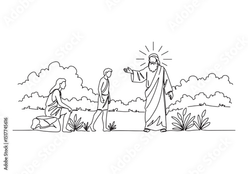 God's revelation, Continuous line drawing of divine encounter il