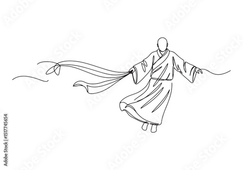 Minimalist depiction of a monk in robe rendered in a continuous