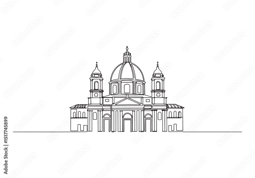 Obraz premium Elegant one-line drawing of the Basilica of Saint Paul in black