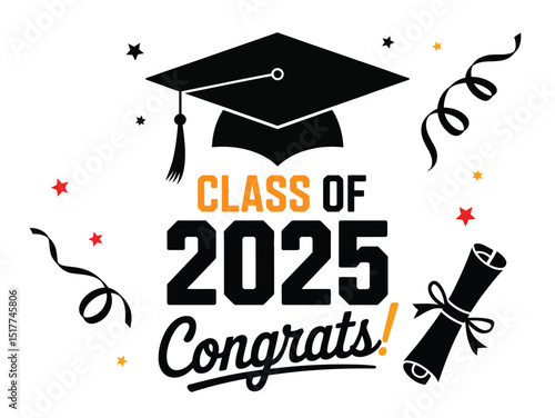 graduation cap and diploma vector, Celebrating Class of 2025 with Graduation Cap Design