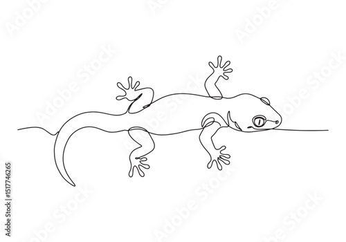 Elegant continuous line drawing of a gecko showcasing minimalist