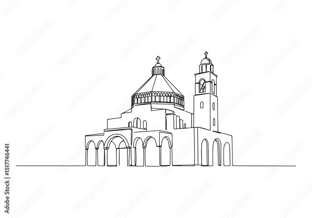 The Church of the Annunciation Nazareth Minimalist Continuous Li
