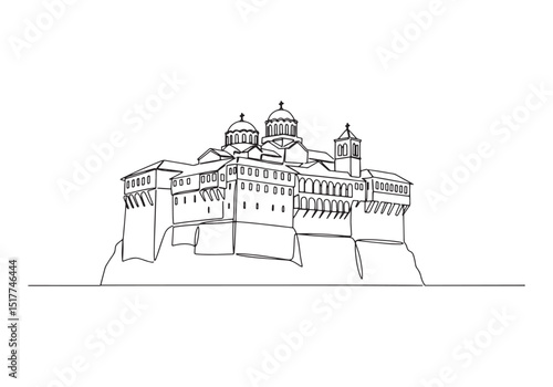 Continuous Line Drawing of the Monastery of St. Ivan Vladimir in