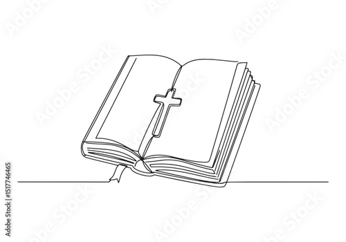 Minimalist Christian Symbolism, A One-Line Drawing of an Open Bi