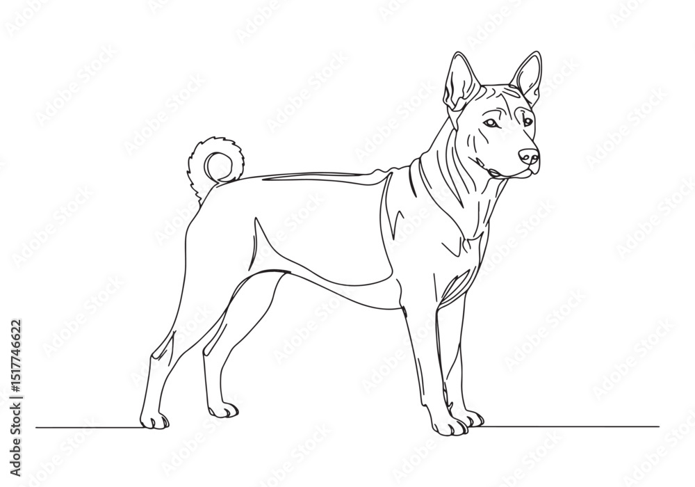 Fototapeta premium Elegant Thai Ridgeback Dog, Continuous Line Art in Minimalist St