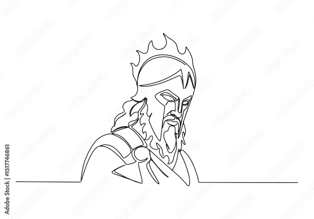 Obraz premium Hades, Greek God of the Underworld, in Continuous Line Art Style