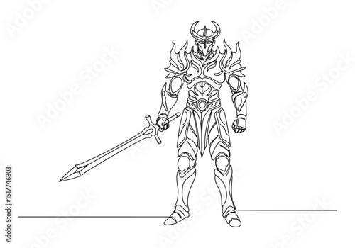 Mighty Hadarniel, A Bold Black and White Continuous Line Illustr