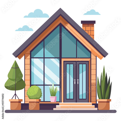 Modern House Design Large Windows Wooden Exterior Home Architecture Residential Building