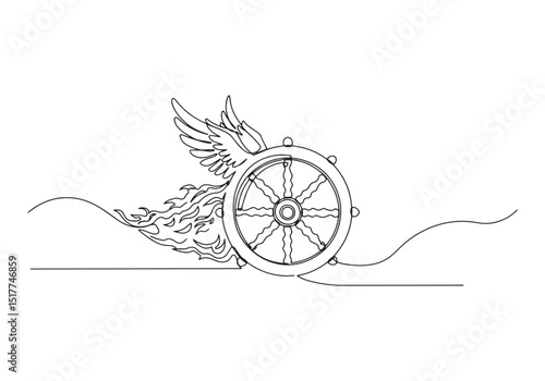 Ezekiel's Vision, A Continuous Line Drawing of the Wheel ,1858,