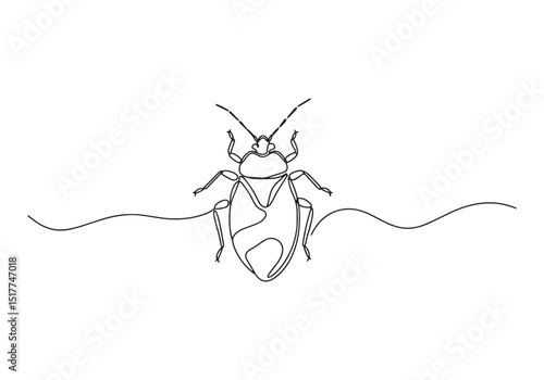 Elegant bed bug in continuous line art, minimalist monochrome il