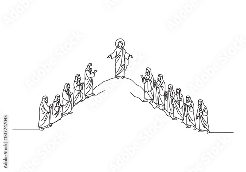 The Transfiguration of Jesus Christ in Continuous Line Art Style