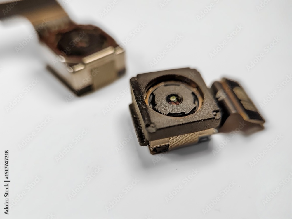 used smartphone camera sensor isolated on white background used smartphone camera sensor isolated on white background