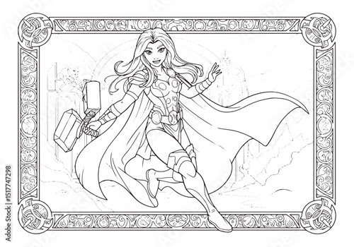 Sif Coloring Page, Empowering Illustration for Creative Expressi