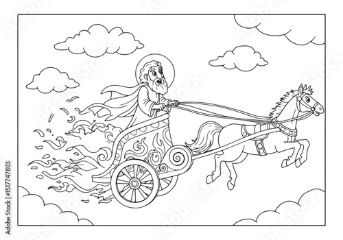 The Ascension of Elijah, A Detailed Coloring Page Depicting the
