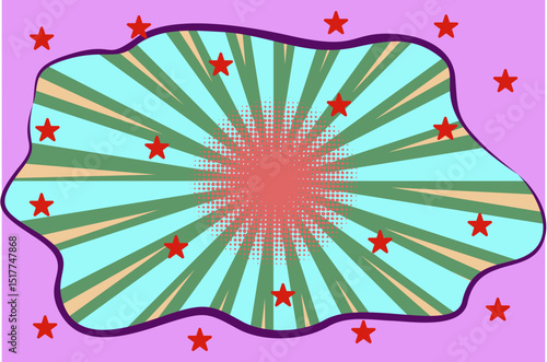 This is a unique comic background with green, red and stars, suitable for banner designs, comics, posters, advertisements, content, videos, flyers, presentations, webinars