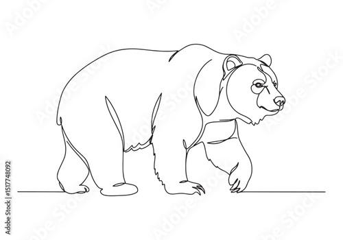 Single Line Drawing of a Short-Faced Bear, Minimalist Black and