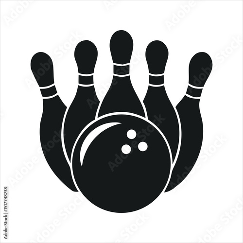 simple flat black bowling silhouette vector art on white background