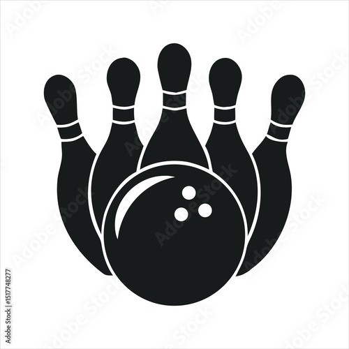 simple flat black bowling silhouette vector art on white background