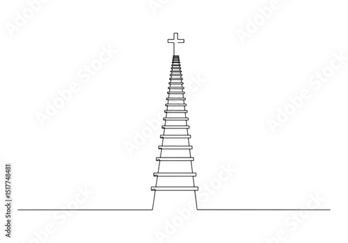 Heavenly Ascent, A Continuous Line Drawing of a Ladder to the Cr