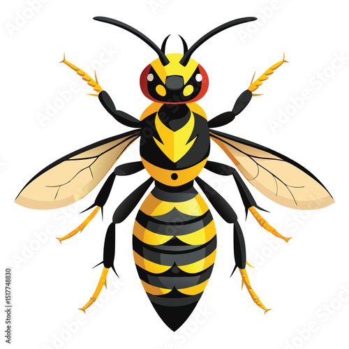 Stunning Yellow Jacket Wasp Detailed Illustration Black Yellow Red Insect Nature Wildlife