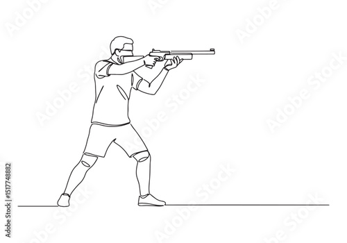 Minimalist line art illustration of a male athlete shooting spor