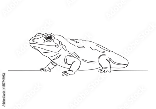 Elegant minimalist one-line drawing illustration of an Eryops an