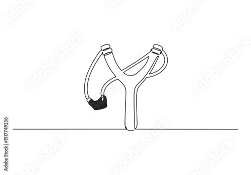 Continuous Line Drawing of a Slingshot Toy for Children and Adul