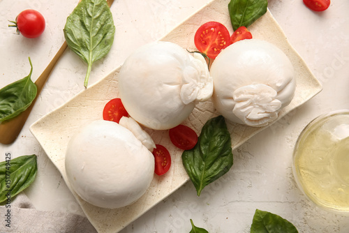 Plate of tasty Burrata chee...