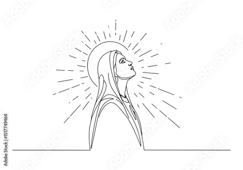 Virgin Mary in Continuous Line Drawing, A Minimalist Religious I