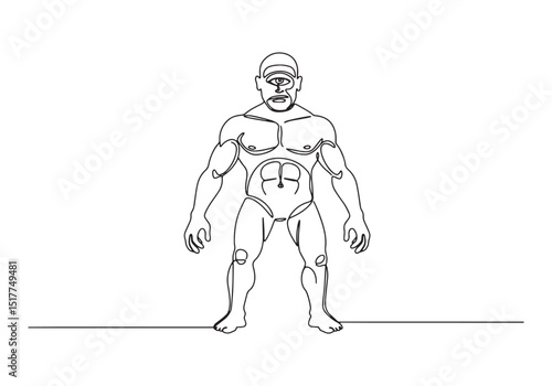 Unusual One-Eyed Giant Illustration, A Minimalist Linear Depicti