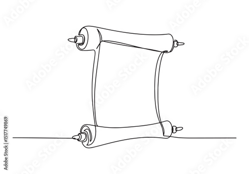 Elegant continuous line drawing of an ancient scroll symbol repr
