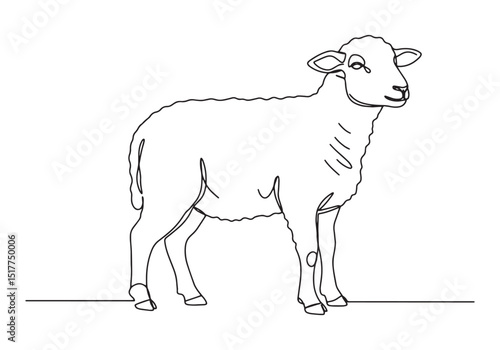Elegant lamb illustration created with a single continuous line