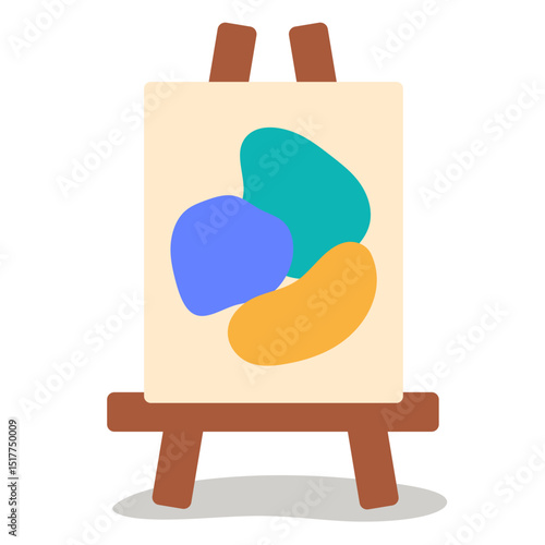 シンプルなイーゼルとアートが描かれたキャンバスのイラスト