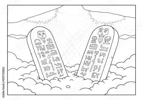 Moses received the Ten Commandments on Mount Sinai Coloring Page