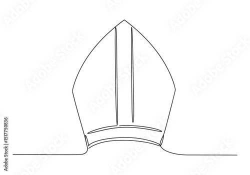 Elegant continuous line drawing of a mitre worn by bishops in bl