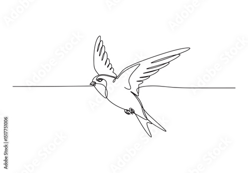 Elegant swift bird in flight portrayed in minimalist continuous