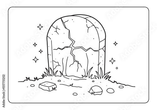 Intricate Tombstone Vector Illustration for Coloring Books and E
