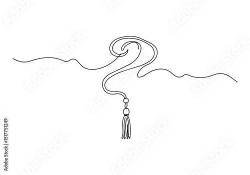 Elegant priestly cincture illustration in continuous single line