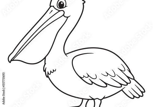 Adorable pelican outlined for coloring book with simple cartoon