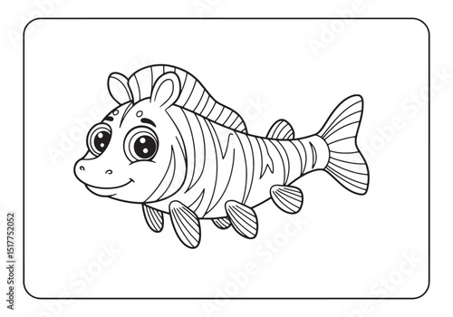 Adorable Zebra Danio Illustration for Children's Coloring Book P