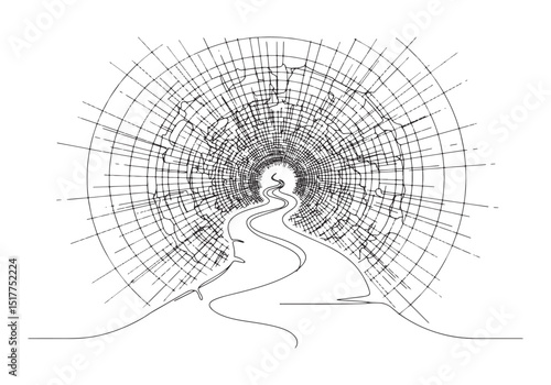 Enlightenment Road, Spiritual journey illustration in minimalist