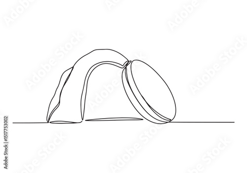 Minimalist one-line drawing depicting the empty tomb of the Resu
