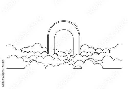 Heavenly portal concept illustration with continuous single line