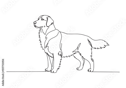 Elegant golden retriever portrait in continuous line art style d