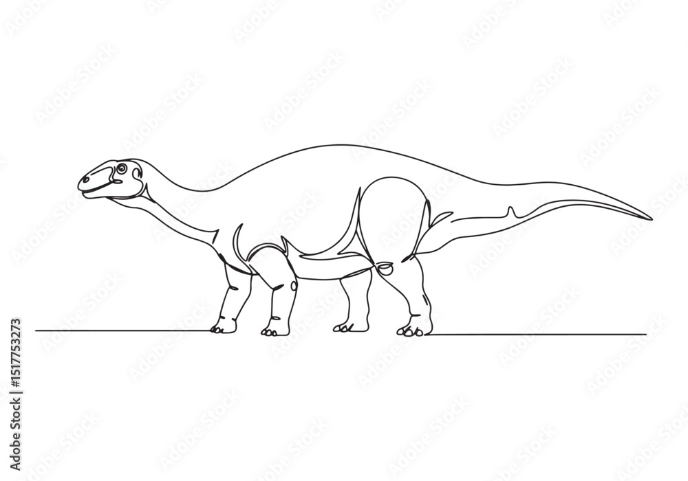 Fototapeta premium Elegant Lystrosaurus, A minimalist continuous line art illustrat