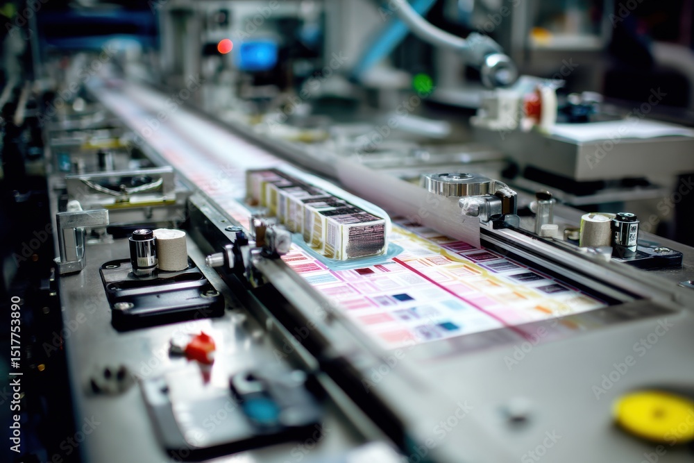 Smart label printing in progress on conveyor Smart label printing in progress on conveyor
